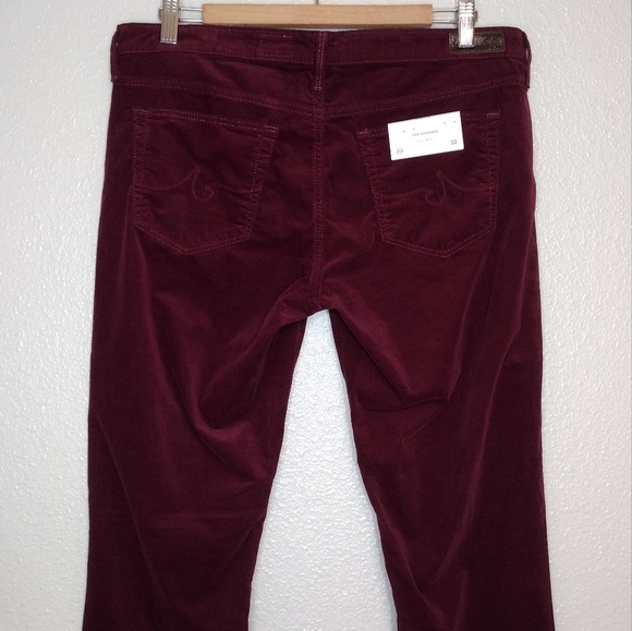 NWT Ag Adriano Goldschmied The Legging Burgundy Velvet Super Skinny Pants Sz 32 - Picture 7 of 16